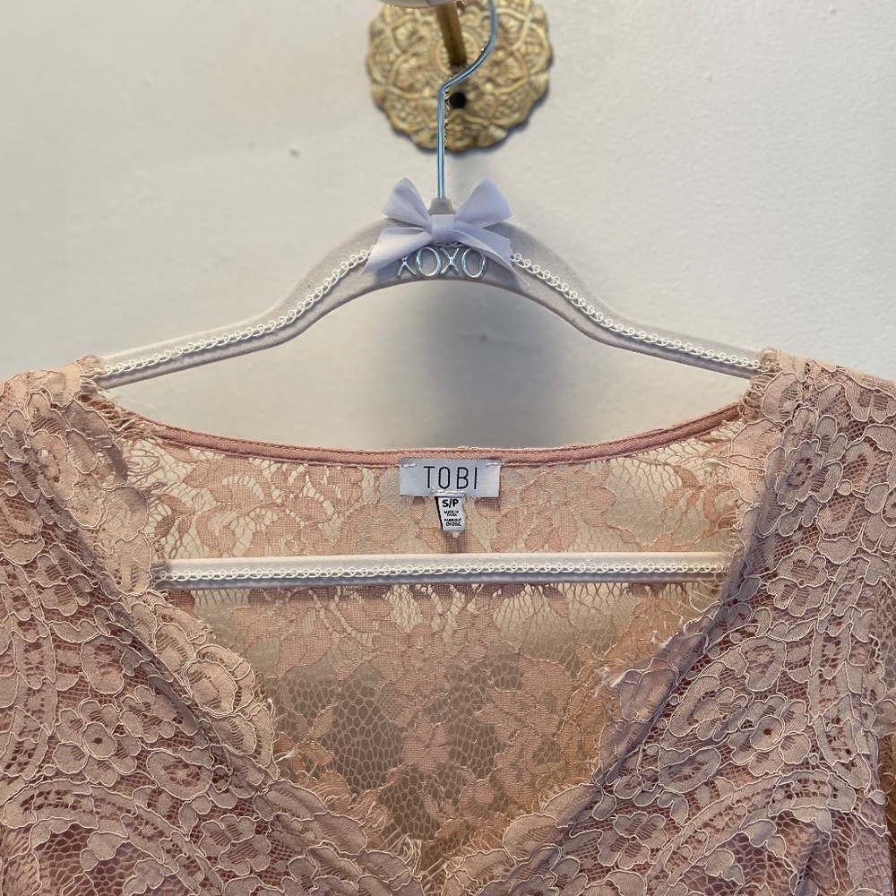 TOBI Pink Lace Mini Dress